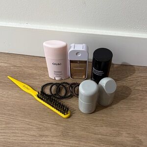 Mix of makeup and hair accessories